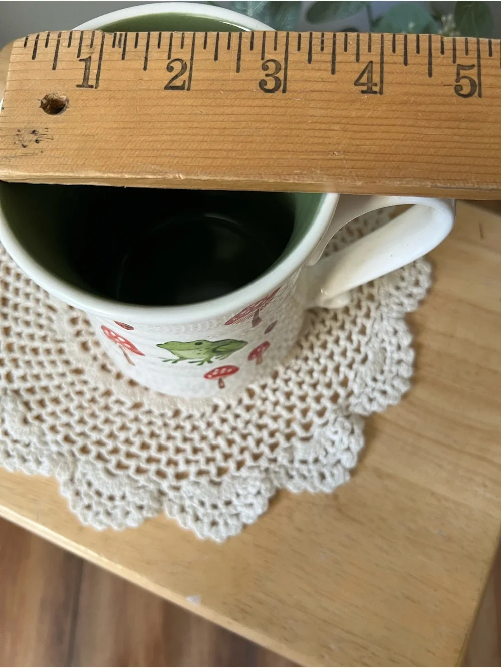 Ceramic Frog & Mushroom Large Coffee Mug Cottage Core Retro Vibe Earthenware